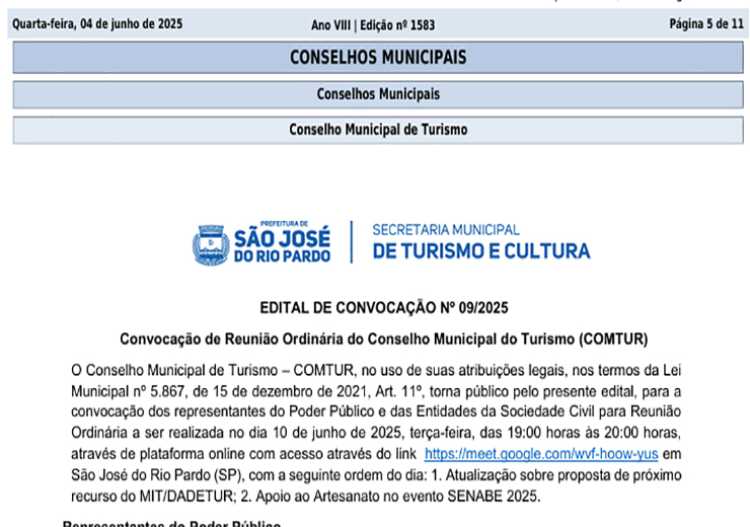 Reunião do Conselho Municipal de Turismo de São José do Rio Pardo