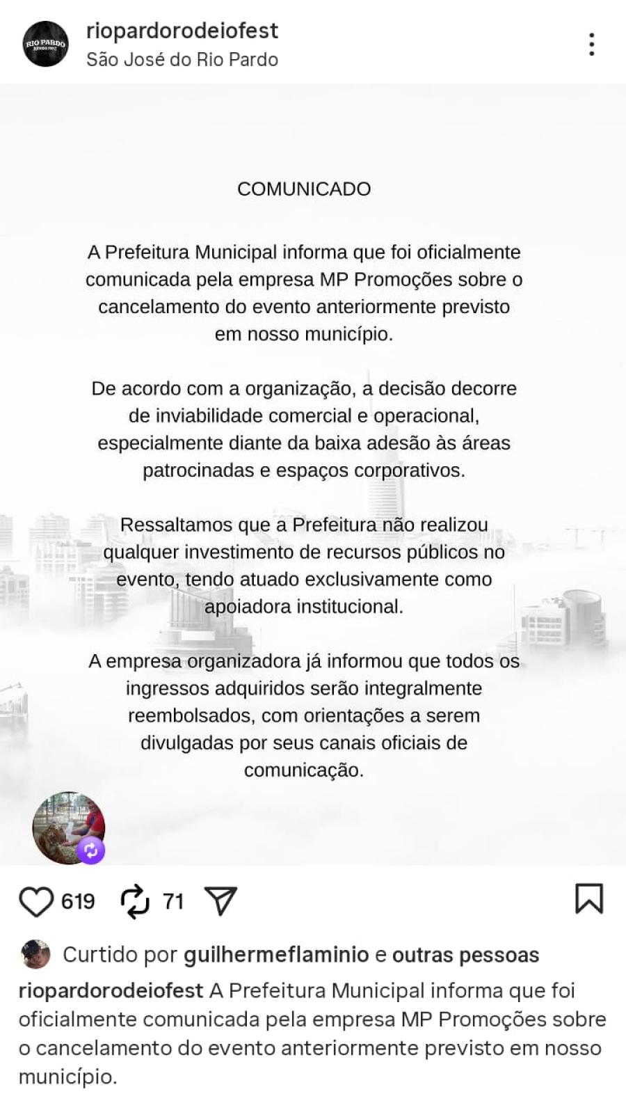 Rodeio é cancelado em São José do Rio Pardo