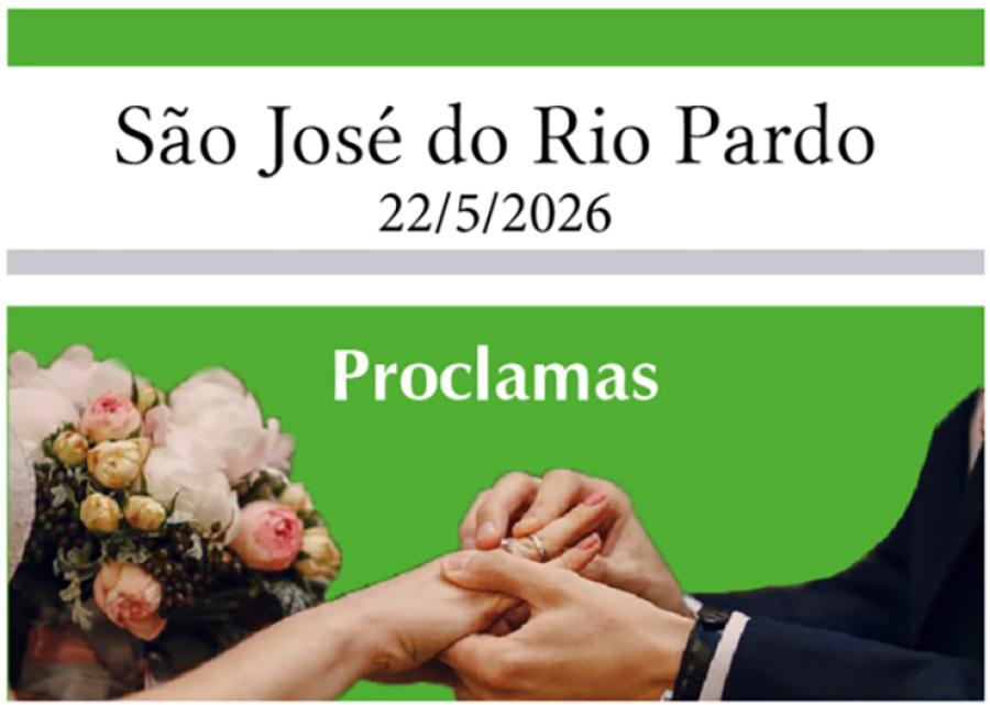 Edital de Proclamas de 22 de maio de 2026 - São José do Rio Pardo