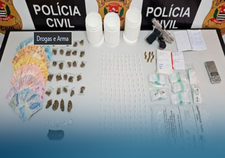 Jovem é preso com mais de 1 kg de cocaína e pistola com numeração raspada em Santa Cruz das Palmeiras
