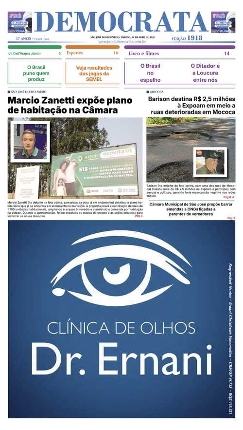 Jornal DEMOCRATA edição 1918 de 11 de abril de 2026