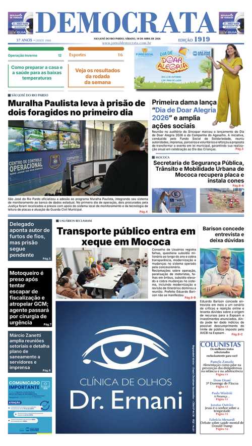 Jornal DEMOCRATA edição 1919 de 18 de abril de 2026