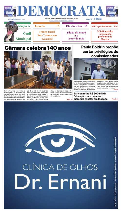 Jornal DEMOCRATA edição 1922 de 9 de maio de 2026