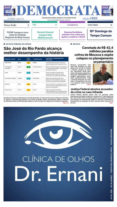 Jornal DEMOCRATA, edição 1933 de 1º de agosto de 2026
