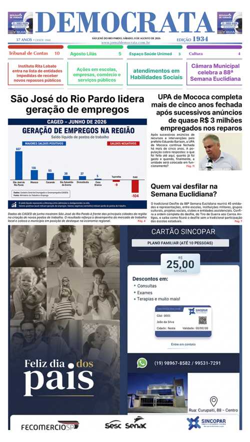 Jornal DEMOCRATA, edição 1934 de 8 de agosto de 2026