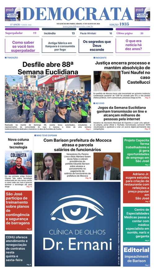 Jornal Democrata, edição 1935 de 15 de agosto de 2026