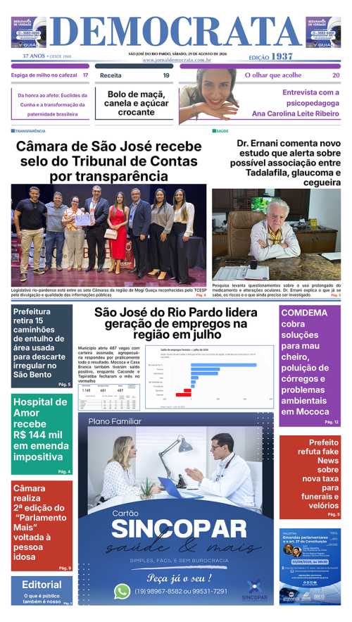 Jornal DEMOCRATA, edição 1937 de 19 de agosto de 2026