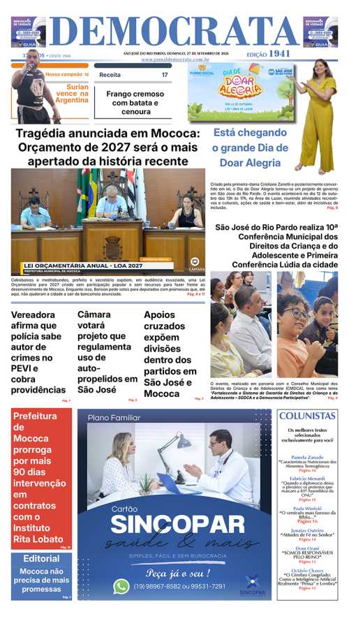 Jornal DEMOCRATA edição 1941 de 26 de setembro de 2026